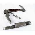 Deluxe Bartender Wood Handle Corkscrew & Bottle Opener w/ Serrated Knife